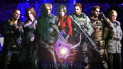 Resident Evil 6 characters: Jake Muller, Helena Harper, Leon S. Kennedy, Ada Wong, Chris Redfield, Piers Nivans and Sherry Birkin