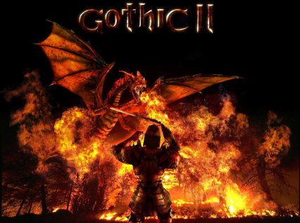 Главный герой «Готики II» в борьбе с драконом