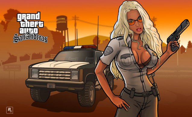Эротический рисунок девушки-копа из GTA: San Andreas