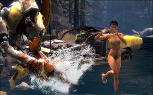 Голая Аликс Вэнс и ее собака по кличке Пес из игры Half-Life 2: Episode Two