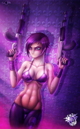 Эротический рисунок девушки, по мотивам игры Saints Row IV