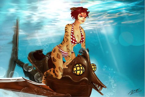 Сексуальная девушка-ферре под водой, по мотивам игры ArcheAge