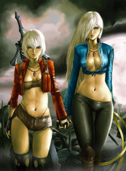 Эротический арт по игре Devil May Cry 4: Глория и Триш