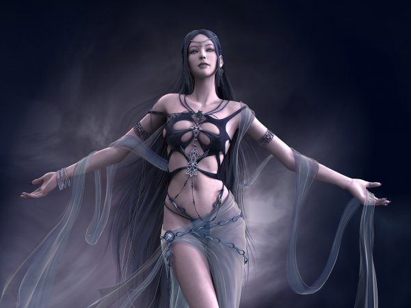 Полуголая Риэль, предводительница темных сил из игры Shaiya