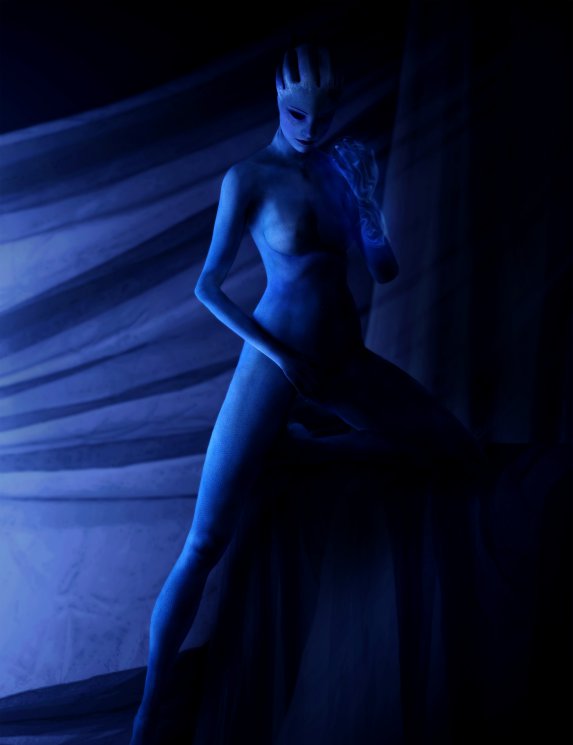 Обнаженная Лиара Т'Сони, напарница главного героя в игре Mass Effect