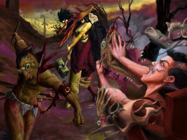 Гэт в бою со своими братьями и сестрами, детьми Папо-Мамы из Zeno Clash