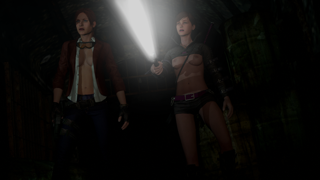 Клэр и Мойра топлес, игра Resident Evil: Revelations 2.