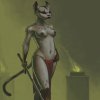 Полуголая девушка хаджит из игры The Elder Scrolls III: Morrowind
