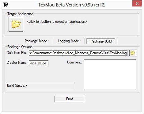 Скриншот программы TexMod, создание .tpf файла